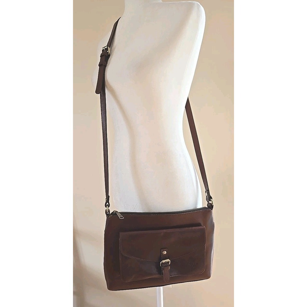 VTG PATRICIA NASH Kirby Leather Front Pocket Large Crossbody Bag Brown VGUC - Picture 6 of 16